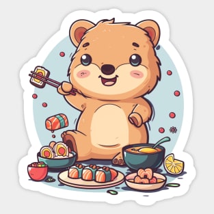 Kawaii Quokka eating sushi Sticker